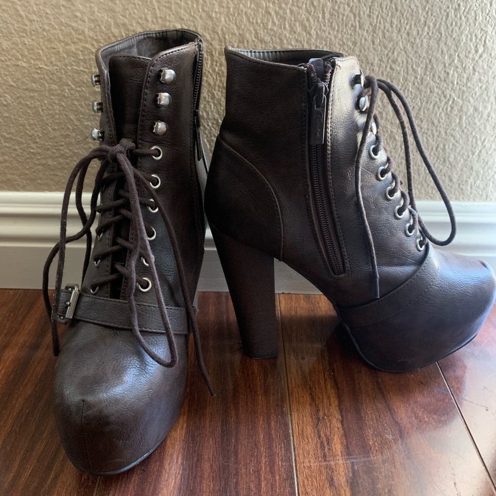 Brown Platform Booties - image 1